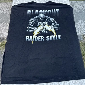 VTG Y2k Raiders Black & Silver Blackout Raider Style Cotton Men’s 4XL T Shirt - Picture 1 of 5