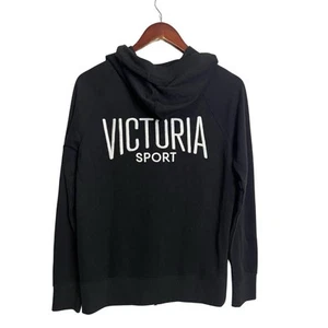 Victoria's Secret Womens XS Victoria Sport Full-Zip Black Hoodie Sweat Jacket - Picture 1 of 17