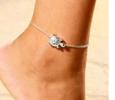 Silver Turtle Ankle Bracelet Silver Anklet Womens Turtle Jewelry Beach Sea Life
