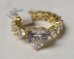 BIG MOOD Accessory Women's Cubic Zirconia Wifey Ring SV3 Gold Size 7 NWT - Picture 1 of 8