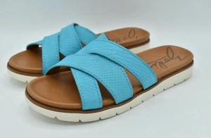 Zodiac Womens Size 10 M Naila Neon Azure Blue LE Slip On Sandals Shoes - Picture 1 of 11