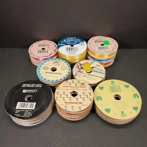 Craft Nylon Polyester Ribbon 1/4" Wide Spools Various Lengths & Brands Lot of 25 - Picture 1 of 12