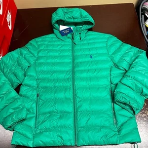 Polo Ralph Lauren Mens Green Full Zip Water Repellent Down Puffer Jacket Size XL - Picture 1 of 4