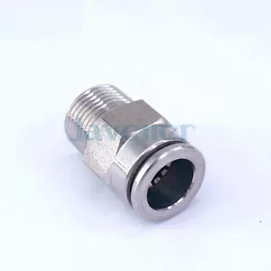 Tubo de ajuste OD 12mm-3/8" BSP macho 304 acero inoxidable neumático recto montaje a presión - Imagen 1 de 4