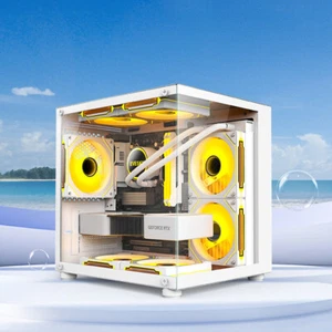 270 Degree Glass PC Case Transparent Desktop Computer Tower For M-ATX/ITX - Photo 1/14