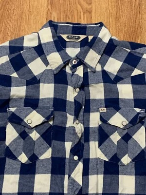 Salt Valley Western Shirt Men Large Flannel Plaid Pearl Snap Cowboy Rodeo Riding - Image 1 of 4