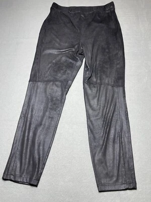 Free People L Negro Imitación Cuero Cintura Alta Leggings Pantalones Elásticos Rocker Punk Foto 1 de 4