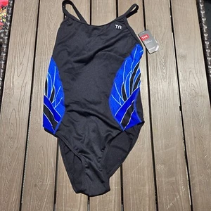TYR, Women’s Phoenix Splice Blue/black DiamondFit One Piece Swimsuit Size 34 New - Picture 1 of 3