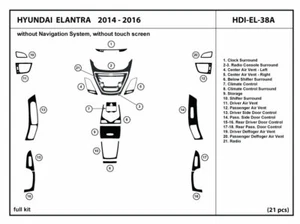 Carbon Fiber Dash Trim Kit for Hyundai Elantra w/out navigation system 2014-2016 - Picture 1 of 1