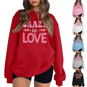 Women's Casual Fashion Valentine's Day Print Long Sleeve O-Neck Sweatshirts - Picture 1 of 30