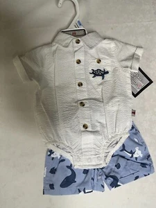 Body e pantaloncini Dapper Duds 2 pezzi unisex manica corta bottoni davanti - Foto 1 di 2