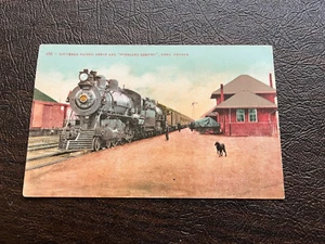 Lithograph Reno Nevada Southern Pacific Locomotive & Railroad Depot early 1900s - Picture 1 of 2