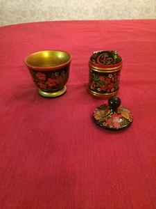 2 PC Russian Made Khokhloma Bowls, 1 New, 1 Used - Picture 1 of 4