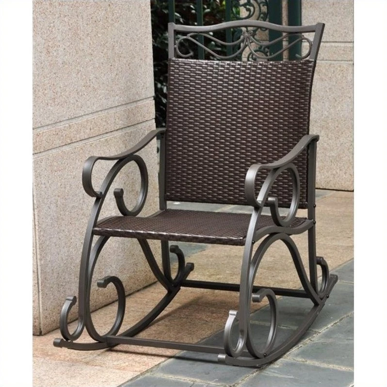 International Caravan Valencia Resin Wicker/steel Porch Outdoor Rocking Chair