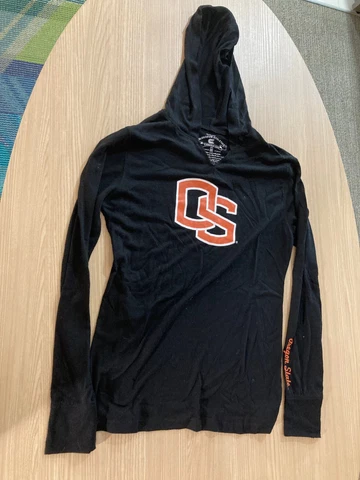 Colosseum Women's Long Sleeve Hooded Black Oregon State T Shirt Medium Polyester Cover