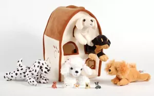 Gift Pack: Unipak 12" Plush Dog House w/5pc 6" Dogs + 5 Mini Puppy Figures - Picture 1 of 5