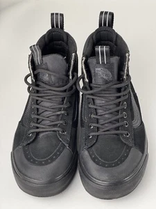 Vans MTE Sk8-Hi Cold Weather All-Trac Leather Shoe Blackout Blk Men 5.5 Women 7 - Picture 1 of 7