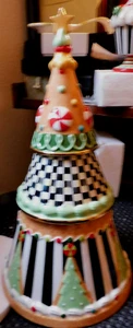 MACKENZIE CHILDS CANDY COTTAGE TREE CANISTER, COOKIE JAR,NEW - Picture 1 of 1