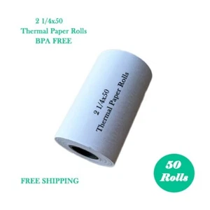 2 1/4 x 50 Thermal Paper 50 Rolls Credit Card & Cash Register POS Receipt Paper - Picture 1 of 5
