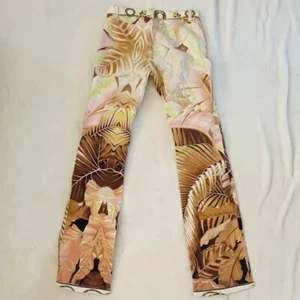 Jeans Y2K Roberto Cavalli Vintage 2003 Italia Firmado RARO Palm Tropical Print S - Imagen 1 de 7