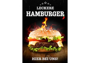 Aufkleber / Plakat / Poster - Hamburger - WERBUNG - versch. Din-Formate Imbiss - Bild 1 von 6