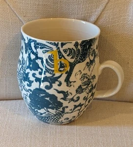 Anthropologie Homegrown Monogram Letter B Blue Floral Toille Initial Mug Cup - Picture 1 of 3