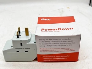 VINTAGE E.ON POWERDOWN ENERGY SAVING SMART PLUG SOCKET WITH BOX - Afbeelding 1 van 6