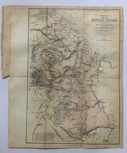 Reducción de mapa de 1880 del mapa de la Guayana Británica 12 pulgadas x 17 pulgadas - Imagen 1 de 8