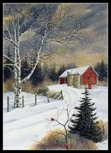 Gráfico con agujas hágalo usted mismo - patrones de punto de cruz contados - granja de invierno - Imagen 1 de 2