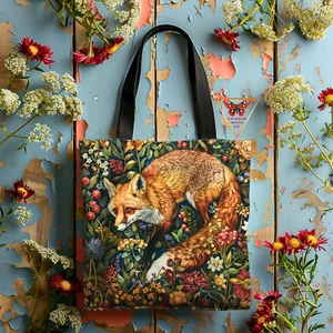 Bolso de Mano Zorro Rojo Oscuro Cottagecore Goblincore Bosque Encantado Floral Botánico - Imagen 1 de 64