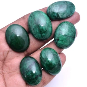 6 Pcs Natural Brazilian Emerald Cabochon 32mm-35mm Loose Gemstones Wholesale Lot - Picture 1 of 5