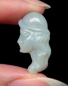NATURAL AUSTRALIAN OPAL WOMAN w/ HAT CARVING CAMEO 4 DESIGNER JEWELRY / COLLECT - Picture 1 of 3