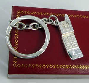Tiffany & Co Vintage riesiger Klapphandy selten Sterlingsilber Schlüsselanhänger - Bild 1 von 9
