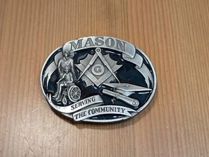 Siskiyou 1992 3" hebilla de cinturón albañil sirviendo a la comunidad J-6 peltre masones EE. UU. - Imagen 1 de 10