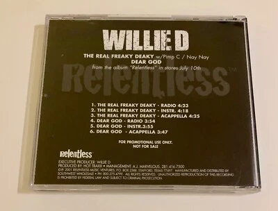 Promo CD Single Willie D (Geto Boys) The Real Freaky Deaky Dear God 6 Songs 2001 Foto 1 de 4