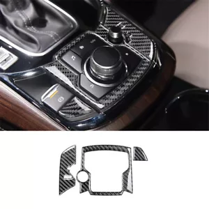 Carbon Fiber Interior Media Audio Console Cover Trim For Mazda CX-9 2016-2022 - Picture 1 of 12