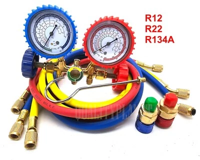 Manifold Gauge Set HVAC A/C Refrigeration Charging Service W/ 600PSI HOSES - Image 1 of 2