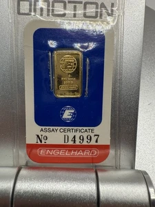 Vintage Engelhard 1 Gramm Goldbarren 0,9999 Fine Big E in Assay D4997 Serialized - Bild 1 von 4