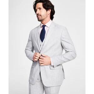 Tommy Hilfiger 100% Linen Blazer Mens 36S Brent Light Grey Sport Coat NWT - Picture 1 of 13
