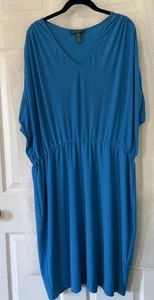 Lauren Ralph Lauren Women's S/S Elastic Waist Blouson Dress Draped Ruched 18W - Picture 1 of 8