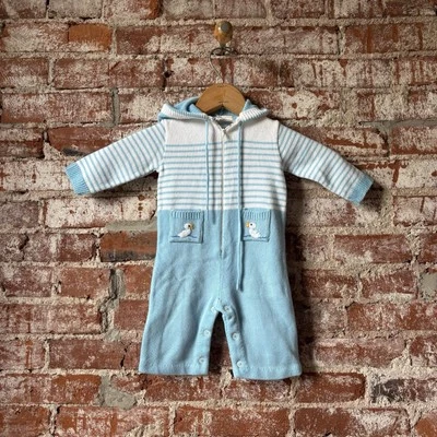 Boys Vintage Hooded Striped Jumper With Ducks Lil Angels 3 Months  - Изображение 1 из 4