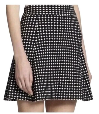 Theory Med Doreene A-Line Mini Skirt Black White Geometric Knitted Knit Pull On - Image 1 of 4