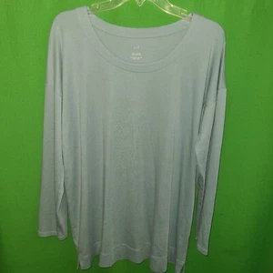 1043) NWOT J JILL large Simply Supima Scoop Neck Tunic tee blue new L - Picture 1 of 6