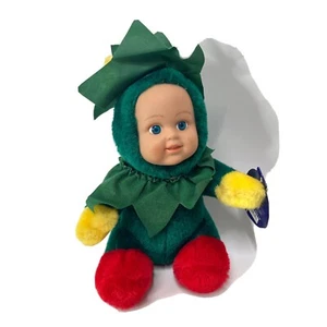 Kellytoy Christmas Baby Doll 2000 Green sitting stuffed plush Star With Tag - Picture 1 of 9