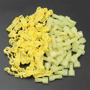 50pcs Yellow Quick Splice Lock Wire Terminals Connectors Crimp Snap Yellow - Picture 1 of 11