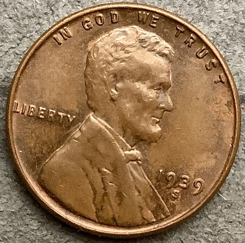 1939 S * Lincoln Wheat Cent - High Grade ~ A739 Cover