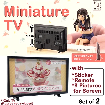 Miniature TV Television with Remote Dollhouse Furniture Set of 2 Made in Japan - Image 1 of 4