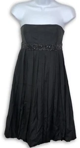 Laundry By Shelli Segal Black Silk Blend Bubble Hem Party Beaded Dress Sz 2 - Picture 1 of 7