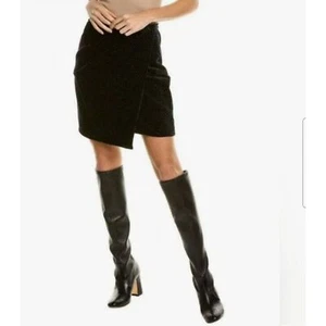 New! Theory Pleated Wrap Skirt in Dot Black Velvet, 4 - Picture 1 of 12