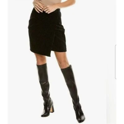 New! Theory Pleated Wrap Skirt in Dot Black Velvet, 4 - Image 1 of 4